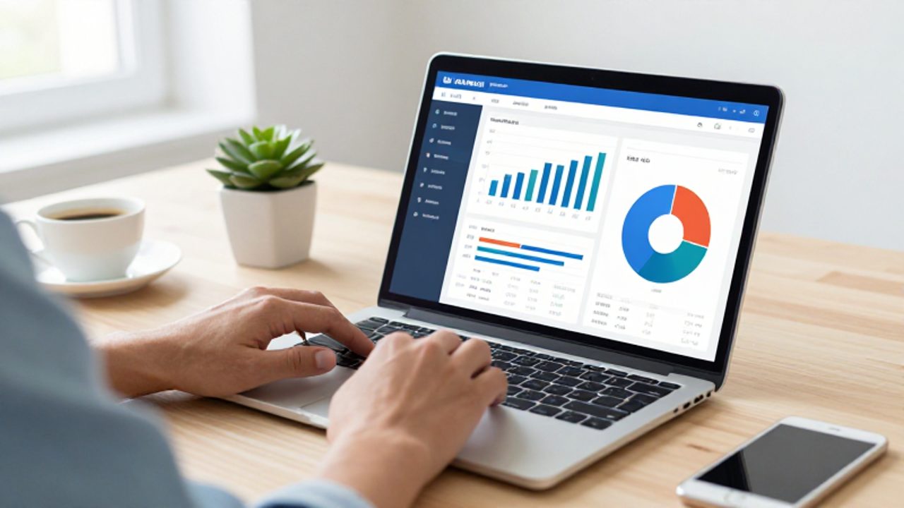 Manos operando una computadora y una tableta que muestran gráficos de distribución de activos para gestionar una cartera de inversión.