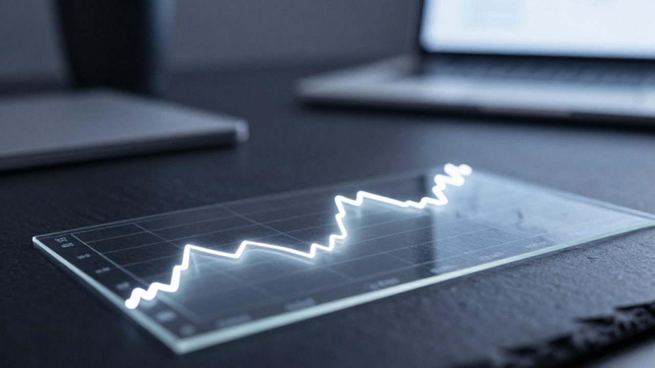 Dos gráficos de líneas brillantes superpuestos muestran una trayectoria casi idéntica, con pequeñas desviaciones que ilustran la diferencia entre el índice de referencia y el rendimiento de un ETF.